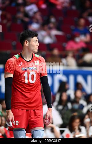 Pasay City, Philippinen. 7. Juli 2023. Kentaro Takahashi (JPN) Volleyball : FIVB Volleyball Nations League 2023 Vorrunde Week3 Pool6 der Herrenliga zwischen Japan und den Niederlanden in der SM Mall of Asia Arena in Pasay City, Philippinen . Kredit: SportsPressJP/AFLO/Alamy Live News Stockfoto