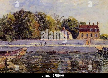 Saint Mammes House am Canal du Loing 1885 von Alfred Sisley Stockfoto