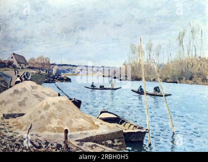 Die seine in Port Marly, Sandstapel 1875 von Alfred Sisley Stockfoto