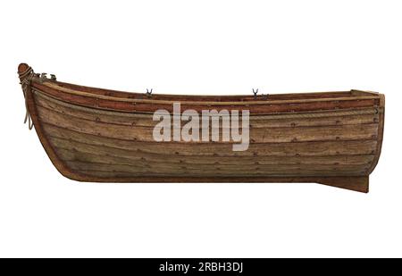 Holz- Boot isoliert Stockfoto