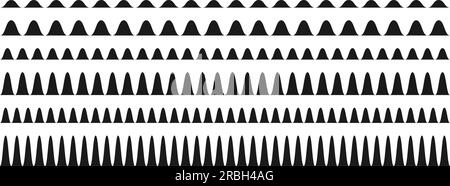 Welliges Randmuster eingestellt. Sich wiederholende Wellenlinien-Sammlung. Grafische Designelemente zur Dekoration. Abstrakte Teiler und Trennelemente. Vektorbündel Stock Vektor