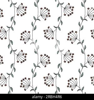Nahtloses Muster mit handgezeichneten abstrakten Wildblumen. Stock Vektor