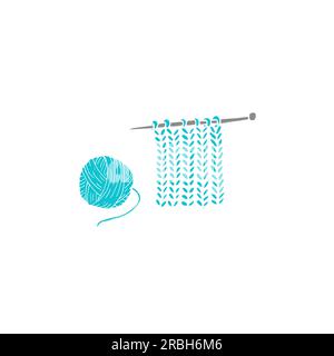 Garnknäuel mit Stricknadeln. Frauen-Hobby. Darstellung der Zusammenfügung isoliert auf weißem Hintergrund. Stock Vektor