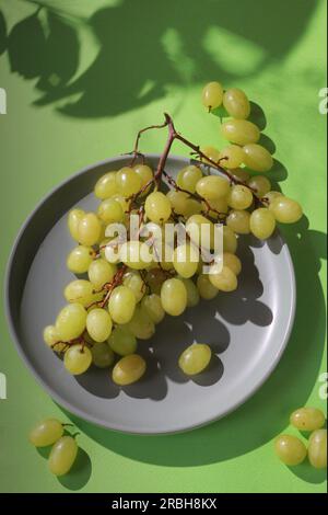 Teller Trauben: Zwei Farben: Früchte der Saison vom libanesischen Bauernhof. Stockfoto