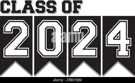 Klasse des Schwarzweiß-Banners 2024 Stock Vektor