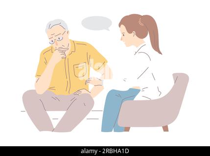 Uberwindung der Psychotherapieszene zwischen Senioren und Psychiatern Stock Vektor