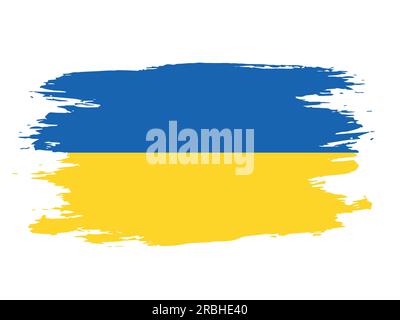 Ukrainische Flagge mit einem Pinsel gemalt. Stock Vektor