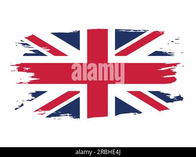 Flagge des Vereinigten Königreichs Großbritannien. Vom Pinsel gezogene Flagge. Stock Vektor