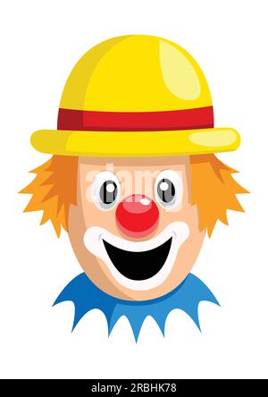 Einfache flache Vektor eines Cartoon Clown Gesicht isoliert auf Weiß Stock Vektor