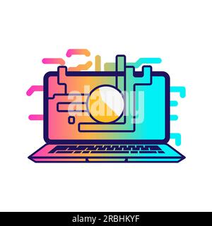 Lineares Laptop-Symbol. Abstraktes Notizbuchsymbol. Laptop-Bild. Vektordarstellung. Stock Vektor