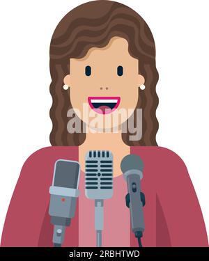 Politiker, die öffentlich vor Mikrofonen sprechen, Vektordarstellung Stock Vektor