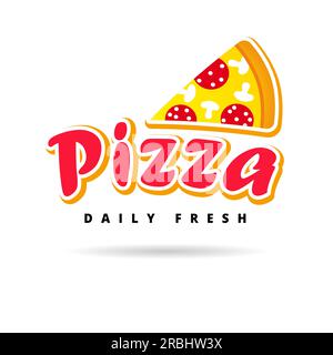 Pizza Daily Fresh Logo-Vorlage. Vektorzeichen für Lieferservice, Café oder Pizzeria Stock Vektor