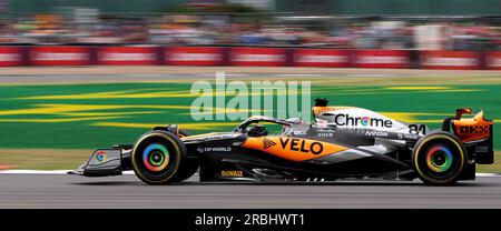 Silverstone, Großbritannien. 9. Juli 2023. McLaren's australischer Fahrer Oscar Piastri fährt am 9. Juli 2023 während des Formel-1-Grand Prix 2023 auf dem Silverstone Circuit in Großbritannien. Kredit: Li Ying/Xinhua/Alamy Live News Stockfoto