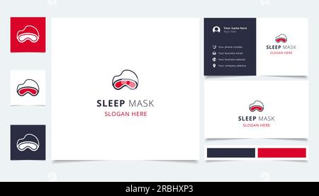 Logo der Schlafmaske mit editierbarem Slogan. Branding-Buch und Visitenkartenvorlage. Stock Vektor