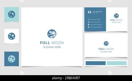 Vollmond-Logo mit editierbarem Slogan. Branding-Buch und Visitenkartenvorlage. Stock Vektor