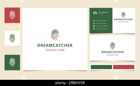 Dreamcatcher-Logo mit editierbarem Slogan. Branding-Buch und Visitenkartenvorlage. Stock Vektor