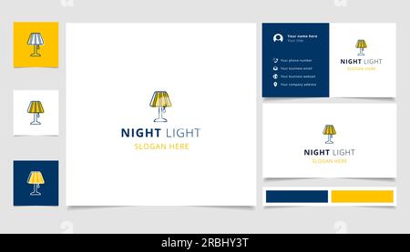 Nachtlicht-Logo mit editierbarem Slogan. Branding-Buch und Visitenkartenvorlage. Stock Vektor