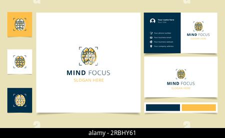 Mind Focus Logo-Design mit editierbarem Slogan. Branding-Buch und Visitenkartenvorlage. Stock Vektor