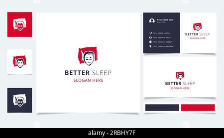Logo „Better Sleep“ mit editierbarem Slogan. Branding-Buch und Visitenkartenvorlage. Stock Vektor