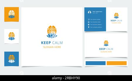 Keep Calm Logo-Design mit editierbarem Slogan. Branding-Buch und Visitenkartenvorlage. Stock Vektor