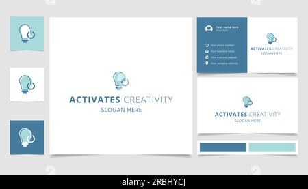 Aktiviert das Creativity Logo-Design mit editierbarem Slogan. Branding-Buch und Visitenkartenvorlage. Stock Vektor