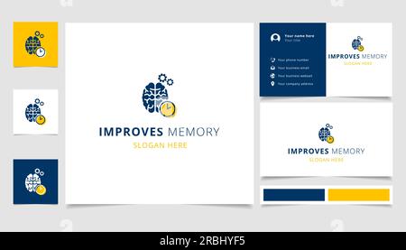 Verbessertes Design des Memory Logos mit editierbarem Slogan. Branding-Buch und Visitenkartenvorlage. Stock Vektor