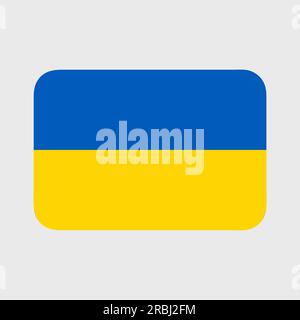 Ukrainisches Flaggensymbol. Flagge der Ukraine. Unterstützen Sie die Ukraine im Krieg. Quadratisch, rund und herzförmig. Blaue und gelbe Abbildung. Stock Vektor