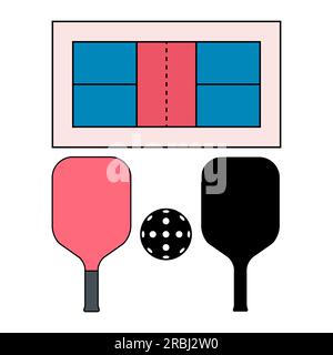 Pickleball-Schlägersport, Paddel-Symbol in der Halle, Web-Flachsymbol-Vektordarstellung. Stock Vektor