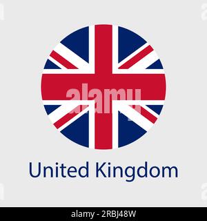 Vektorsymbole der britischen Flagge in Form von Herz, Stern, Kreis und Karte. Abbildung der Flagge des Vereinigten Königreichs und Großbritanniens in verschiedenen geometrischen Formen. Britisches Nationalsymbol. Stock Vektor