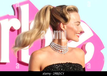 Los Angeles, USA. 09. Juli 2023. LOS ANGELES - 9. JULI: Margot Robbie bei der Barbie Weltpremiere im Shrine Auditorium am 9. Juli 2023 in Los Angeles, CA (Foto: Katrina Jordan/Sipa USA) Guthaben: SIPA USA/Alamy Live News Stockfoto