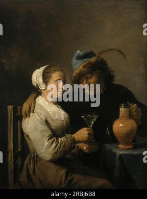 Tavern Scene 1640; Belgien von David Teniers dem Jüngeren Stockfoto