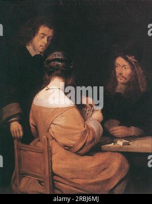 Kartenspieler 1650 von Gerard Terborch Stockfoto