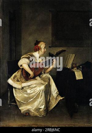 Der Lute Player 1668 von Gerard Terborch Stockfoto