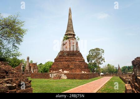 Der historische Park Ayutthaya umfasst die Ruinen der Altstadt von Ayutthaya, Wat Chaiwatthanaram. Phra nakhon si ayutthaya Province, Thailand Stockfoto