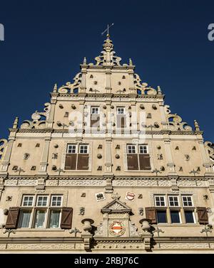 Fassade des Rathauses Neustadt am Neuen Markt in Herford, Nordrhein-Westfalen Stockfoto