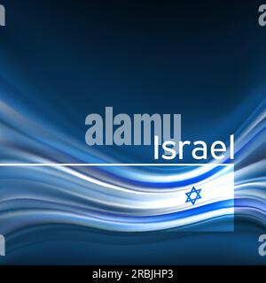 Hintergrund der israelischen Flagge. Abstrakte israelische Flagge am blauen Himmel. Nationales Weihnachtskartendesign. Staatsbanner, israel-Poster, patriotisches Cover, Flyer Stock Vektor