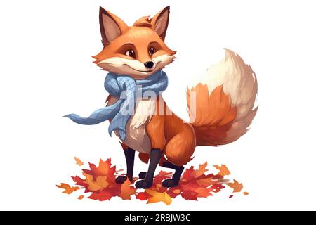 ui-Set-Vektordarstellung eines süßen roten Fuchses in einem Schal-Isolat auf weißem Hintergrund Stock Vektor