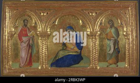 Lorenzo Veneziano - die Madonna der Demut mit den Heiligen Mark und Johannes 1366-70 Stockfoto