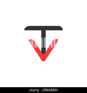 EPS10 Vektoranfangbuchstaben tv- oder vt-Logo-Designvorlage isoliert auf weißem Hintergrund Stock Vektor