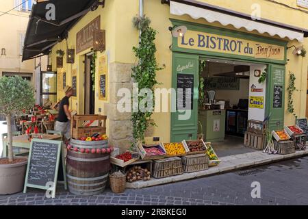 Le Bistrot du Don Juan, Rue Thuret, Antibes, Alpes-Maritimes, Provence-Alpes-Cote d'Azur, Frankreich Stockfoto