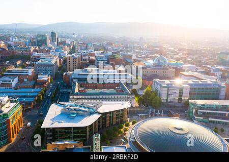 Unvergleichlicher Blick auf den Fluss Lagan, Belfast, Nordirland Stockfoto