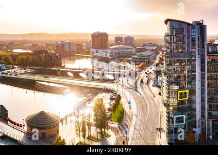 Unvergleichlicher Blick auf den Fluss Lagan, Belfast, Nordirland Stockfoto