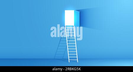 Stais führt zu einer glühenden Tür. Konzept der Chance und Zielerreichung. Vektordarstellung Stock Vektor