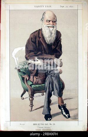 Mann des Tages Nr. 33° - Karikatur von Charles Darwin aus dem Vanity Fair Magazin 1871 von James Tissot Stockfoto