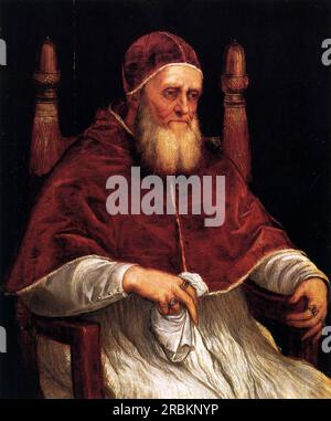 Porträt von Papst Julius II. 1546 von Tizian Stockfoto