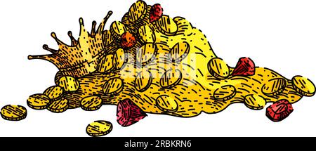 Ein handgezeichneter Vektor aus Goldschatz Stock Vektor