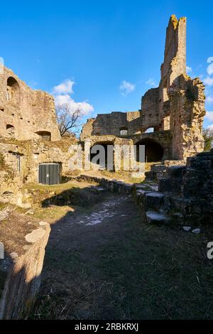 Burgruinen Homburg und Ruine Naturschutzgebiet Homburg, Niederfrankreich, Franken, Bayern, Deutschland Stockfoto