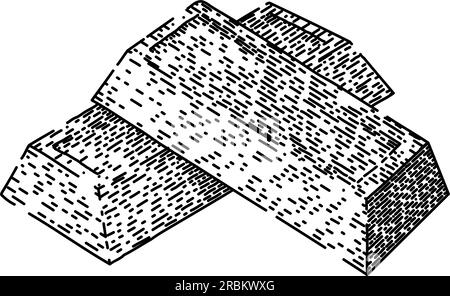 Ein alter Goldbarren, ein handgezeichneter Vektor Stock Vektor
