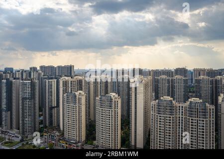 Das bewölkte Wetter in Chengdu. Stockfoto
