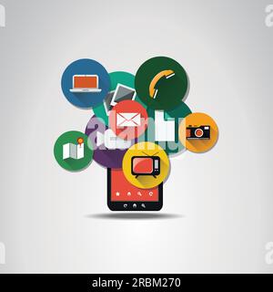 Konzept für flache UI-Symbole für mobile Geräte Stock Vektor